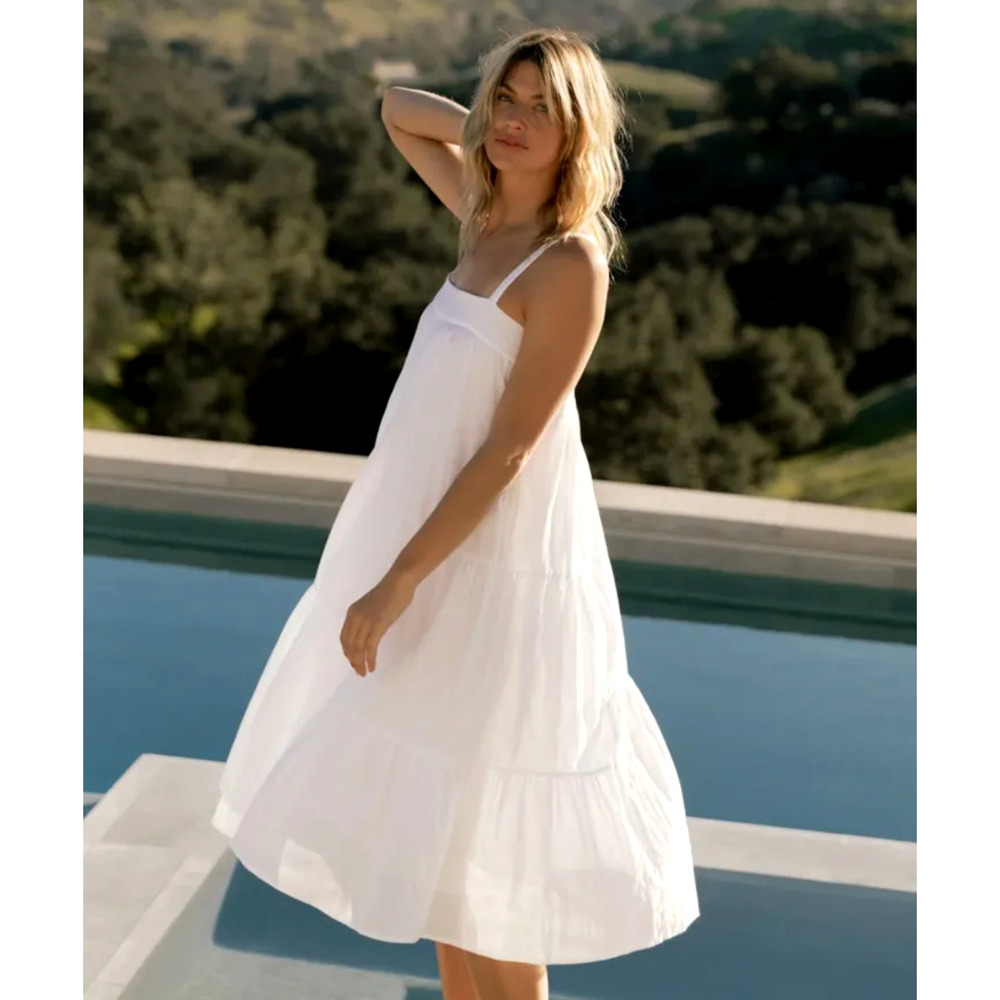 Jenni Kayne XL Cotton & Linen Summer Dress $325 Midi Coastal Luxury NWT